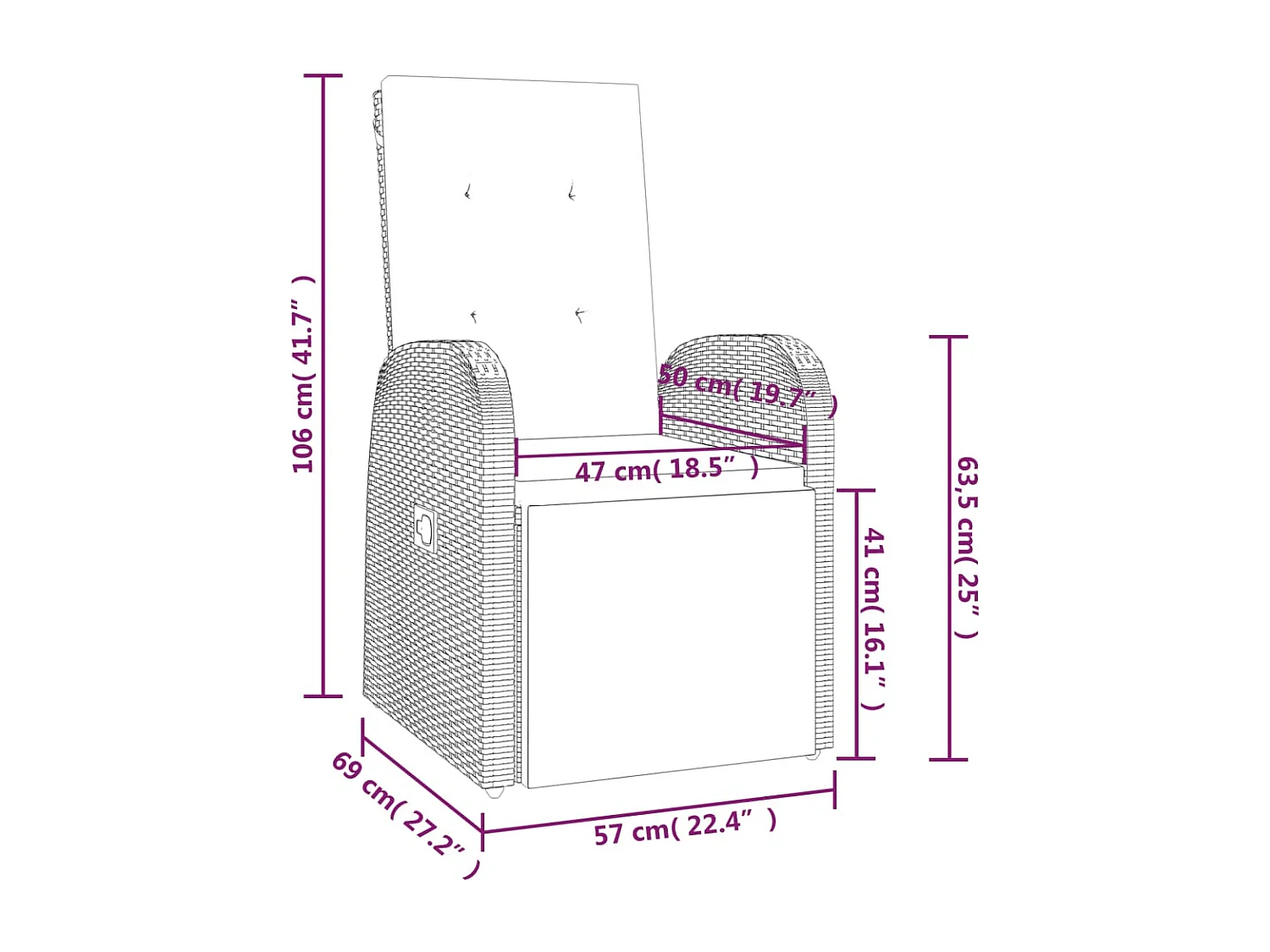 Garten-Liegestühle mit Kissen 2 Stk. Grau Poly Rattan