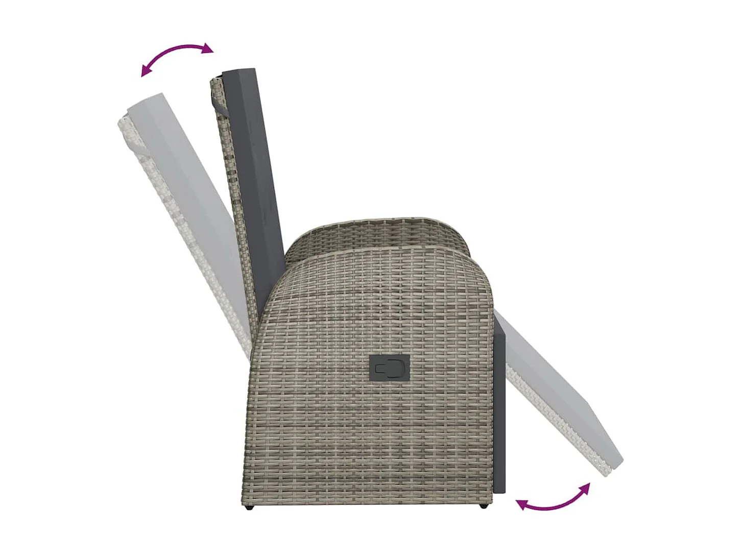 Garten-Liegestühle mit Kissen 2 Stk. Grau Poly Rattan