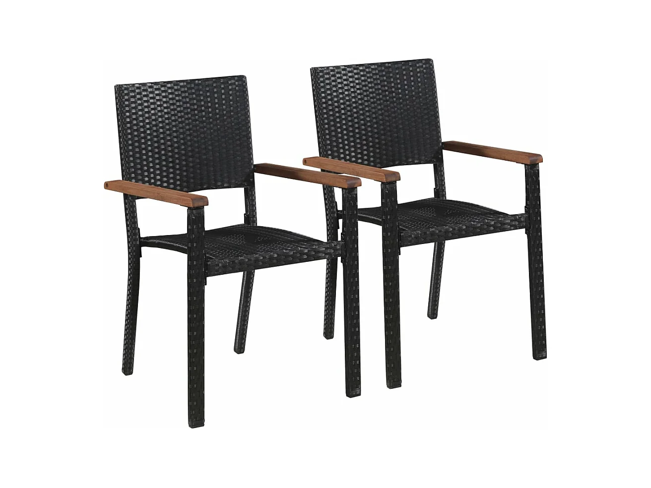 Chaise d'extérieur lot de 2 Résine tressée Noir