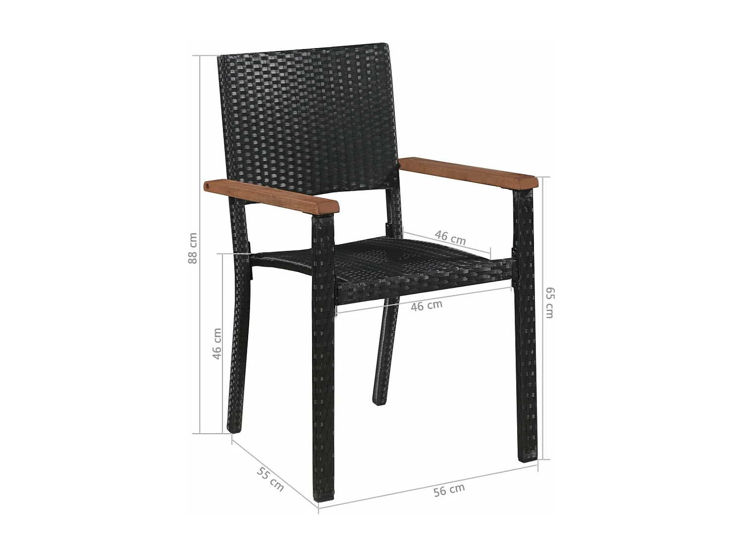 Tuinstoelen 2 st poly rattan zwart