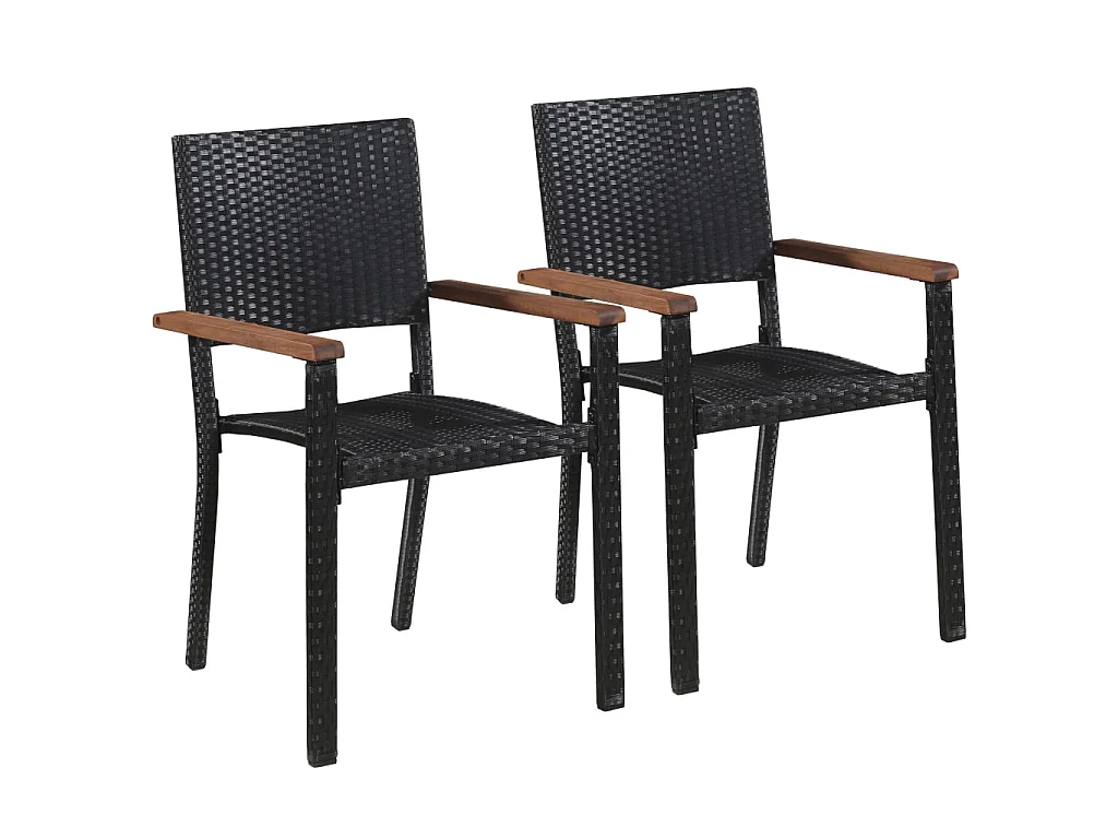 Gartenstühle 2 Stk. Poly-Rattan Schwarz