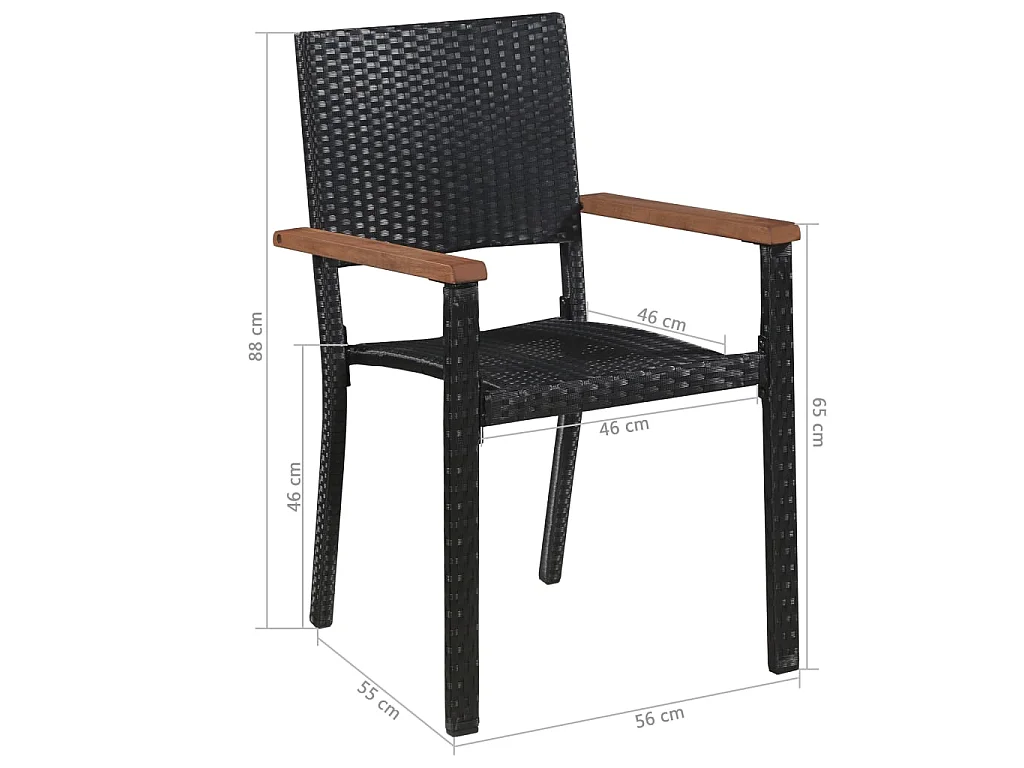 Gartenstühle 2 Stk. Poly-Rattan Schwarz