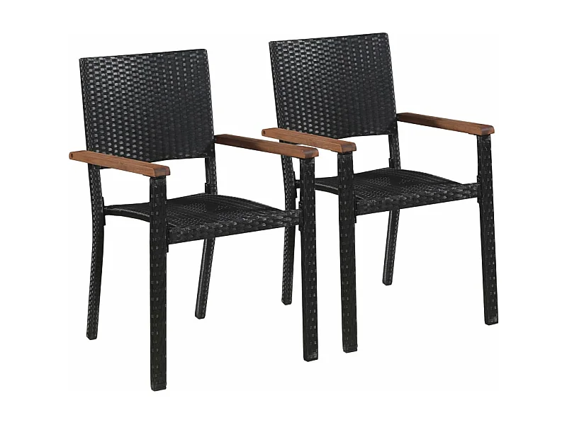 Chaise d'extérieur lot de 2 Résine tressée Noir