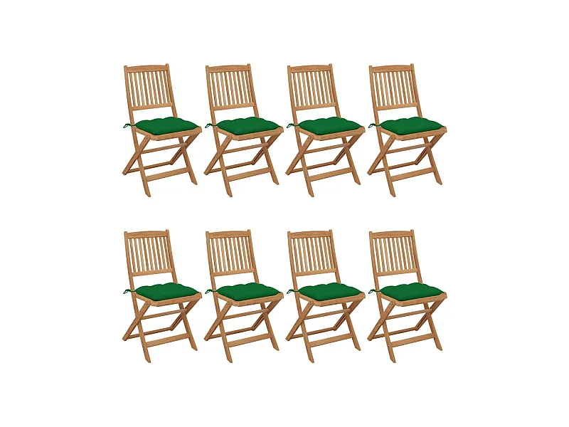 Tuinstoelen 8 st inklapbaar met kussens massief acaciahout