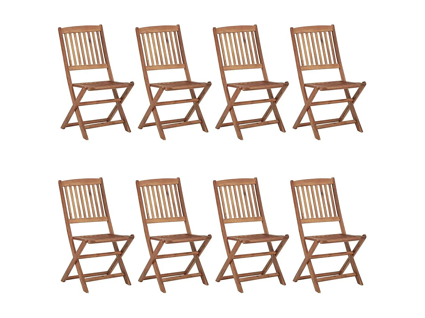 Chaises pliables de jardin lot de 8 avec coussins Bois d'acacia