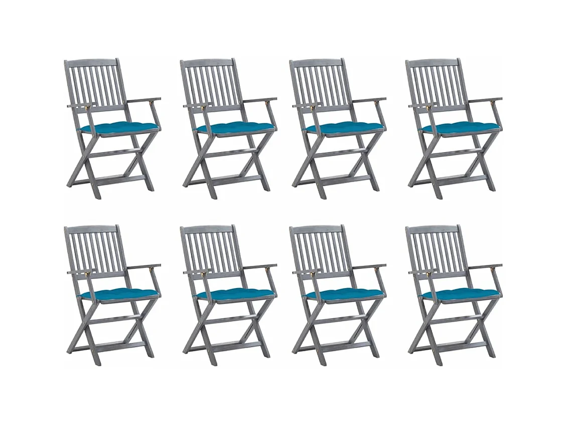 Tuinstoelen 8 st inklapbaar met kussens massief acaciahout