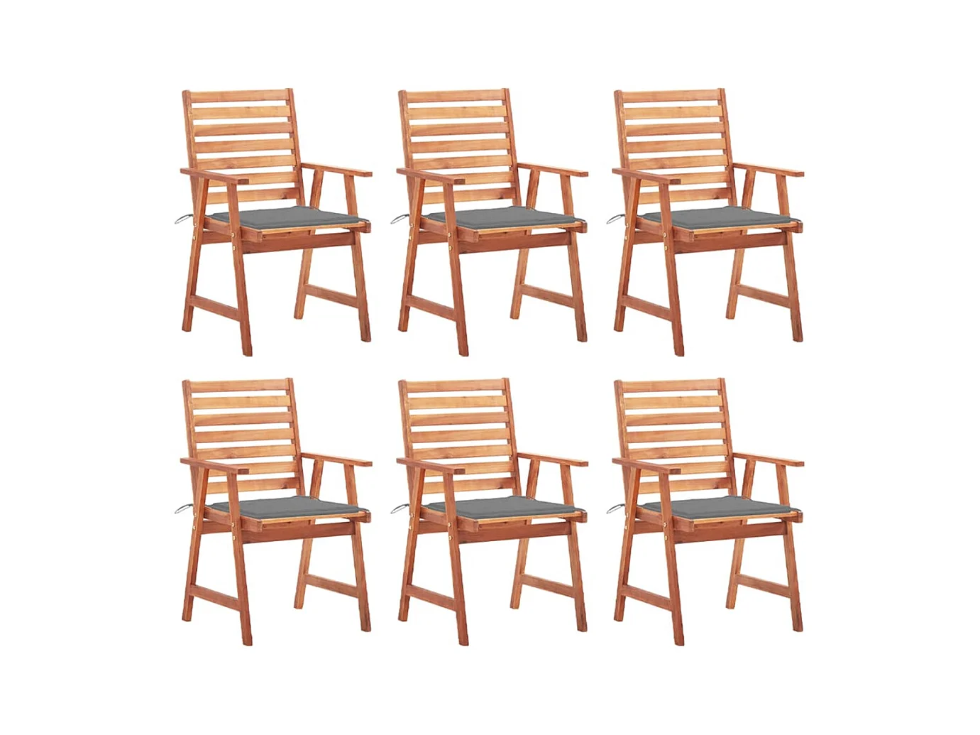 Chaises à manger d'extérieur lot de 6 et coussins Acacia massif