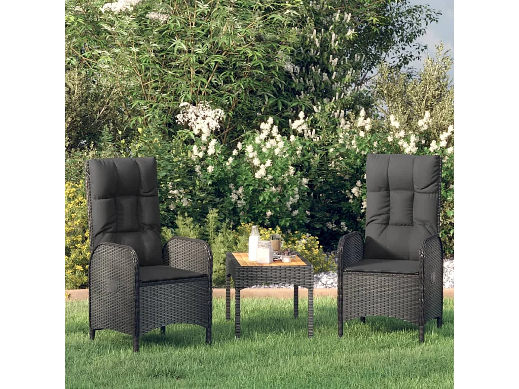 Gartenstühle 2 Stk. Poly Rattan Schwarz