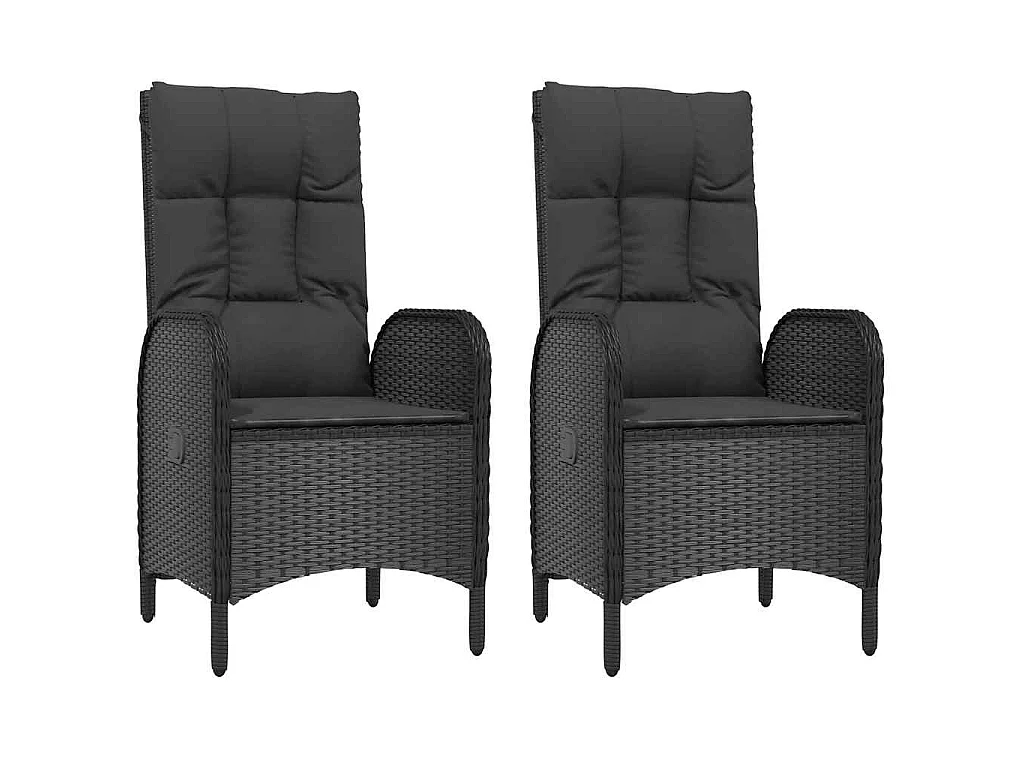 Sedie da Giardino 2 pz in Polyrattan Nero