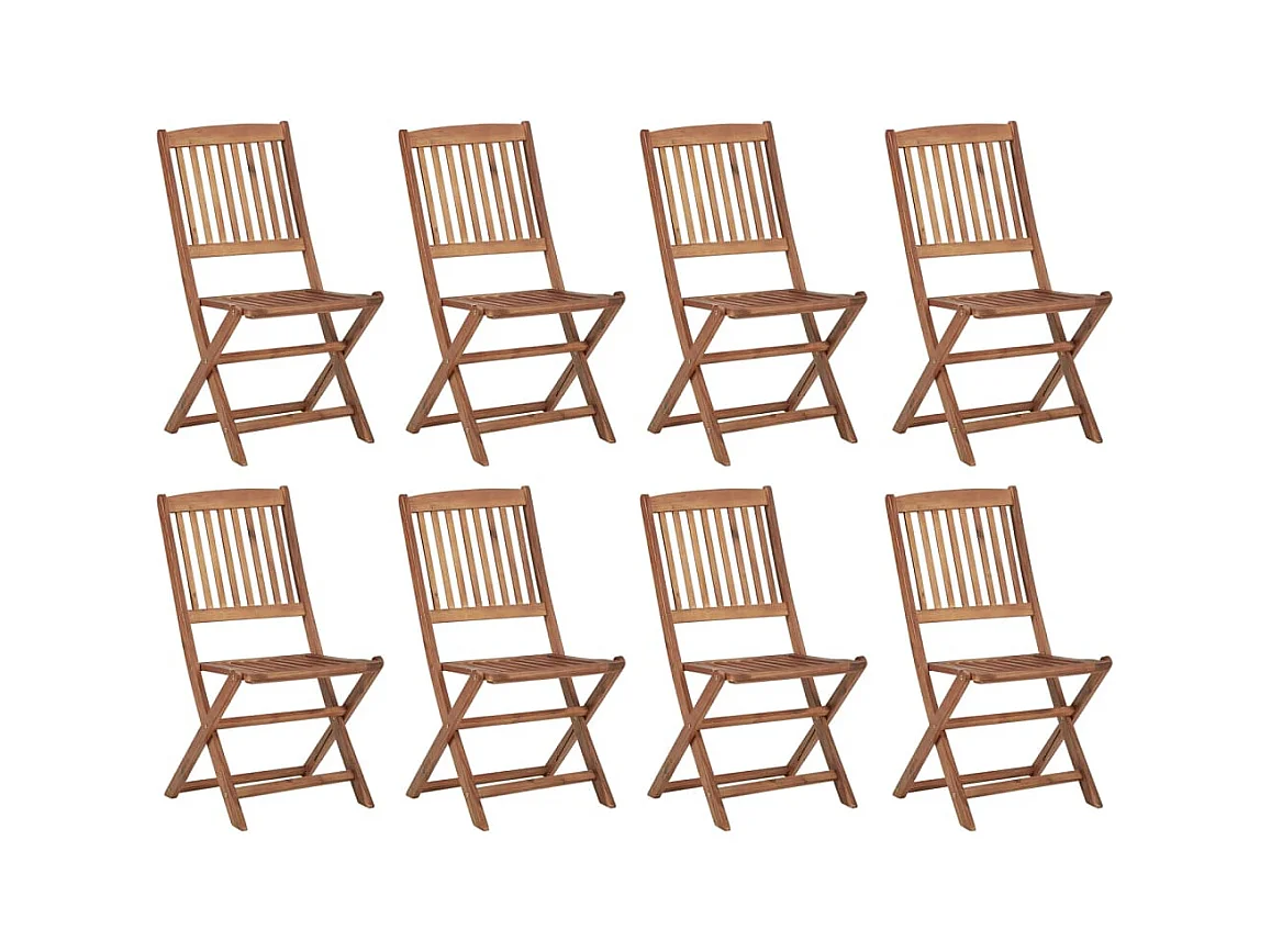 Chaises pliables d'extérieur 8 pcs Bois d'acacia solide