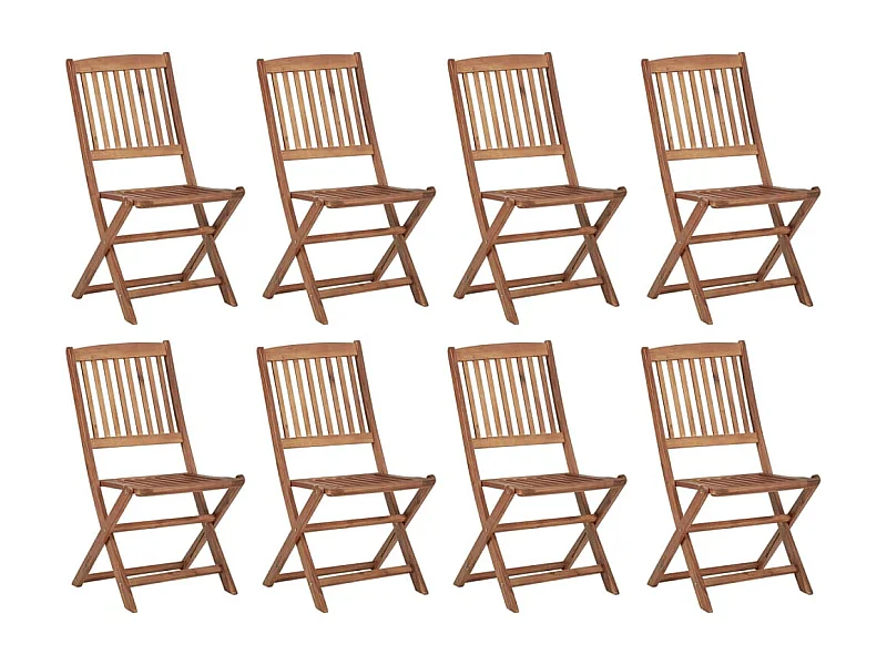 Chaises pliables d'extérieur 8 pcs Bois d'acacia solide
