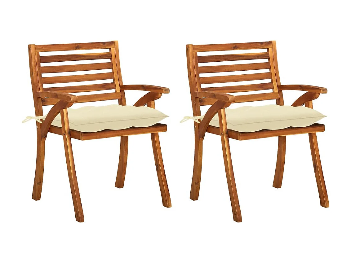 Garten-Essstühle mit Kissen 2 Stk. Massivholz Akazie