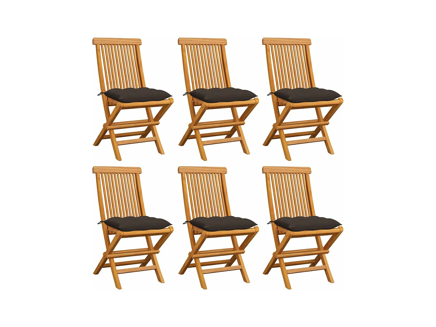Gartenstühle mit Taupe Kissen 6 Stk. Massivholz Teak