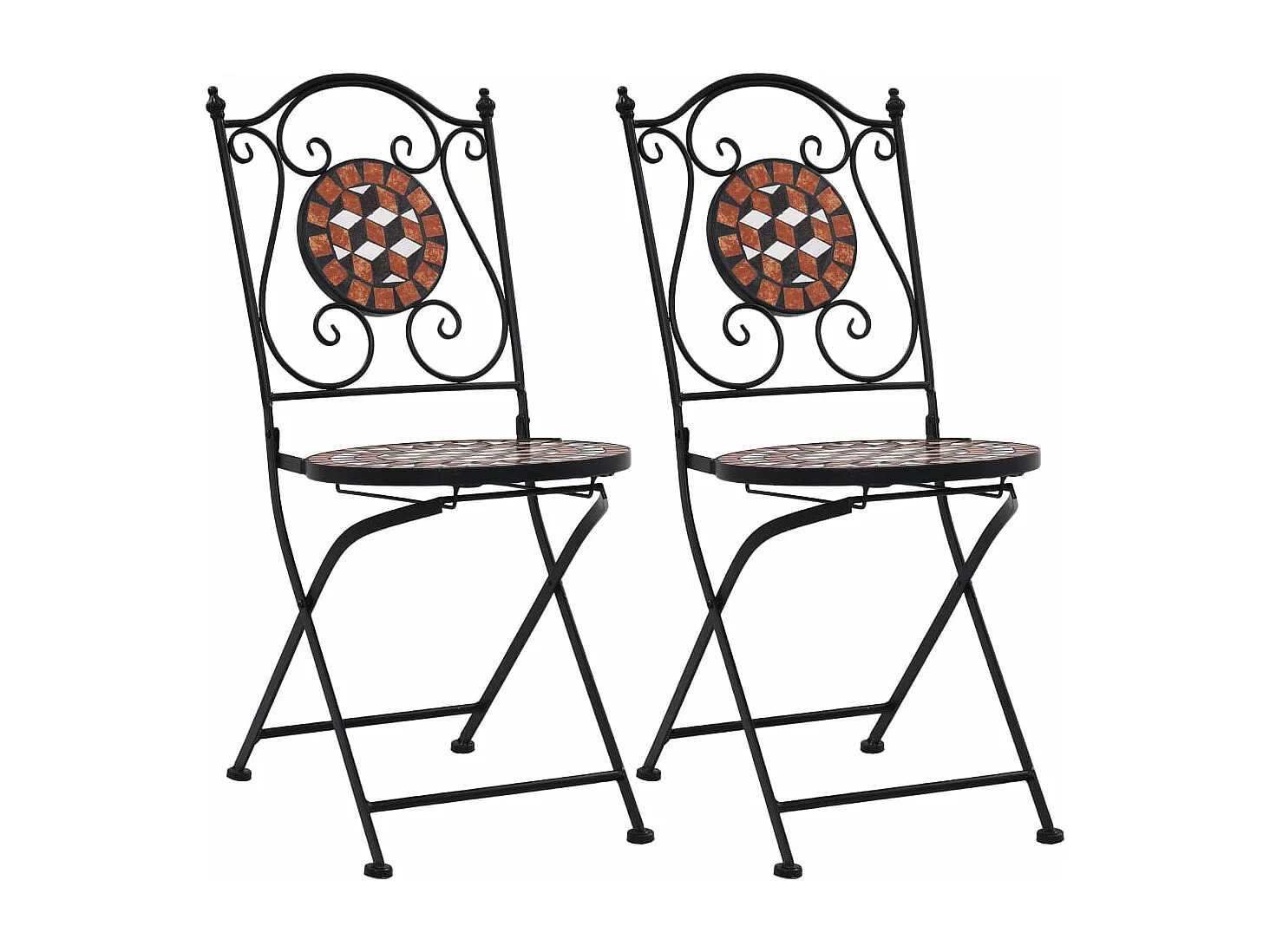 Cadeiras bistrô em mosaico 2 pcs cerâmica castanho