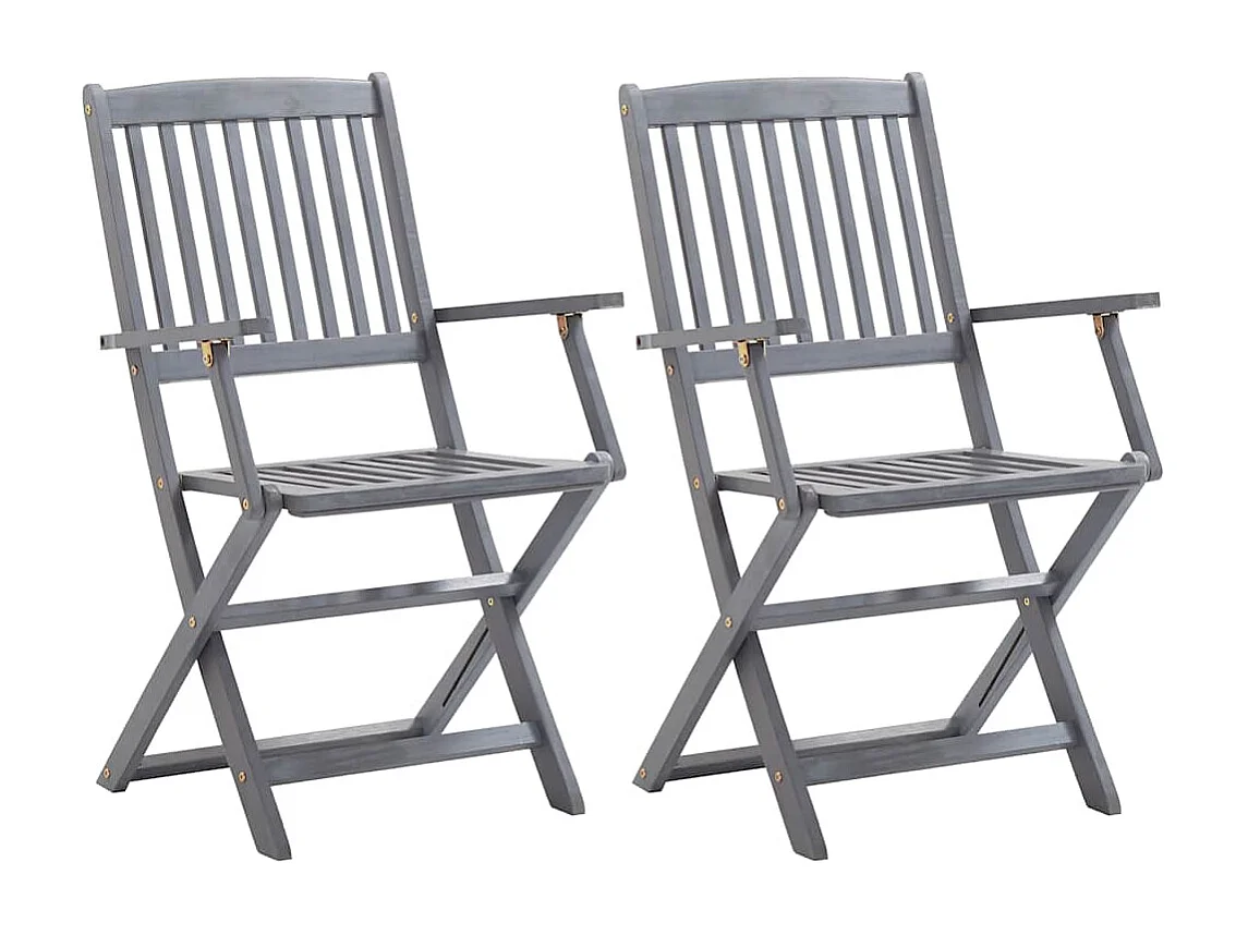 Chaises pliables d'extérieur lot de 2 et coussins Bois d'acacia
