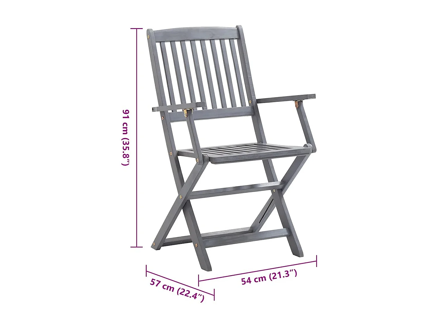 Chaises pliables d'extérieur lot de 2 et coussins Bois d'acacia