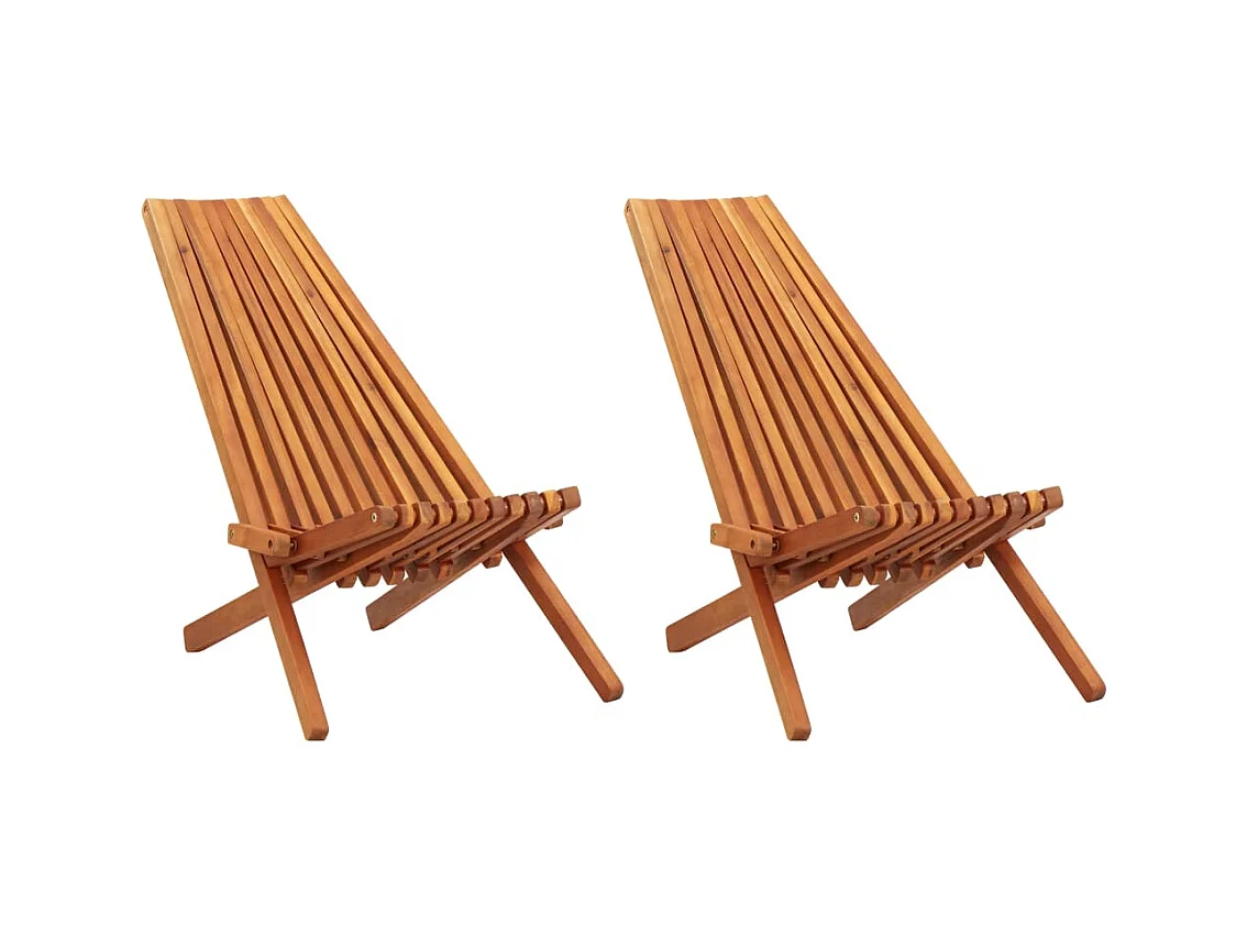 Chaises pliables d'extérieur lot de 2 Bois d'acacia solide