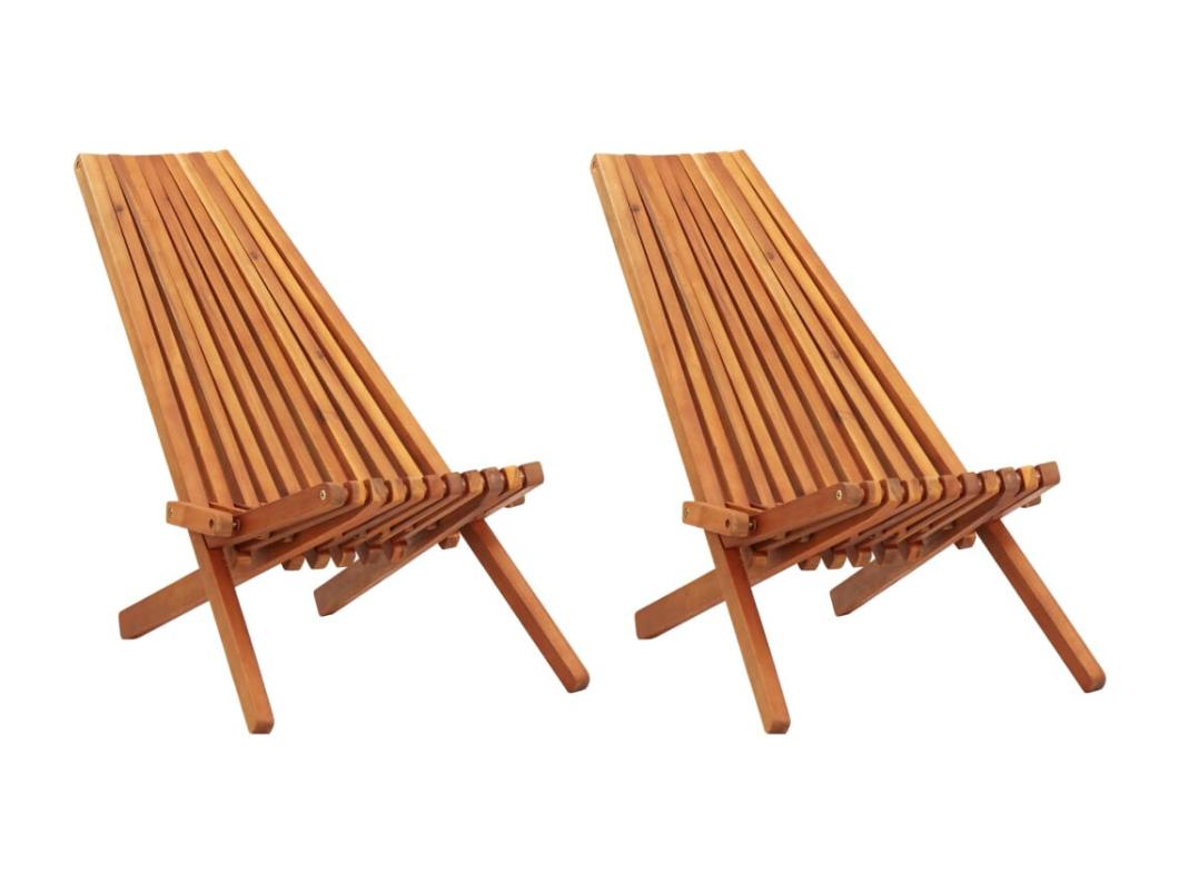 Sedie da Giardino Pieghevoli 2 pz in Legno Massello d'Acacia