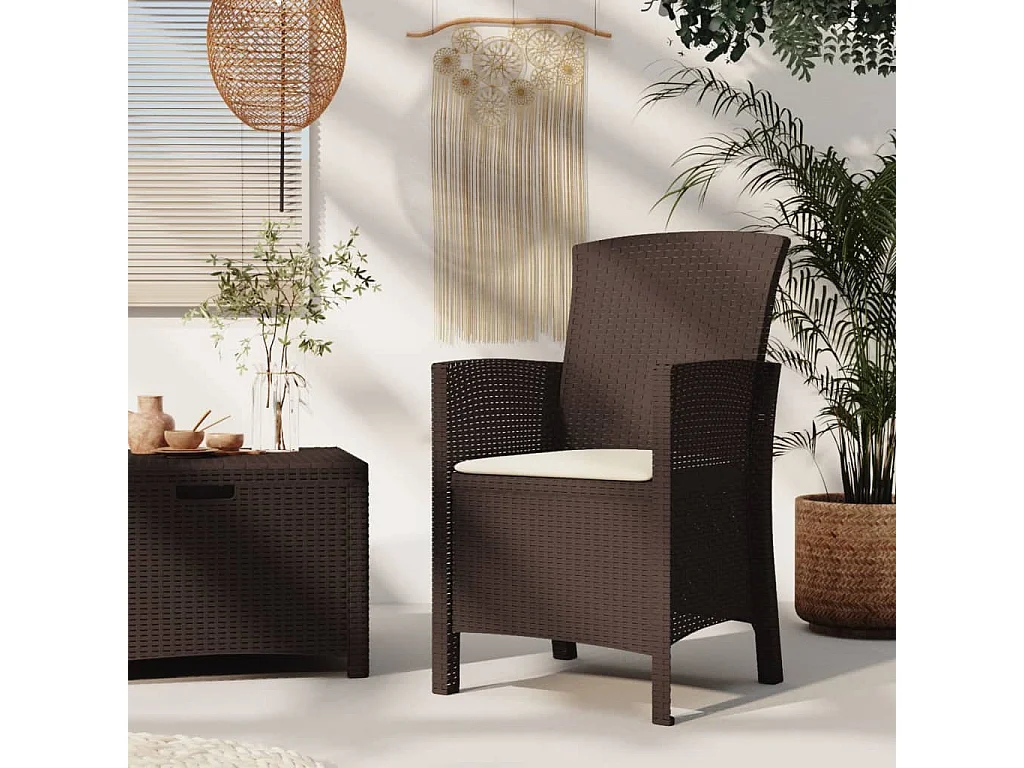 Chaise de jardin avec coussin Rotin PP Marron