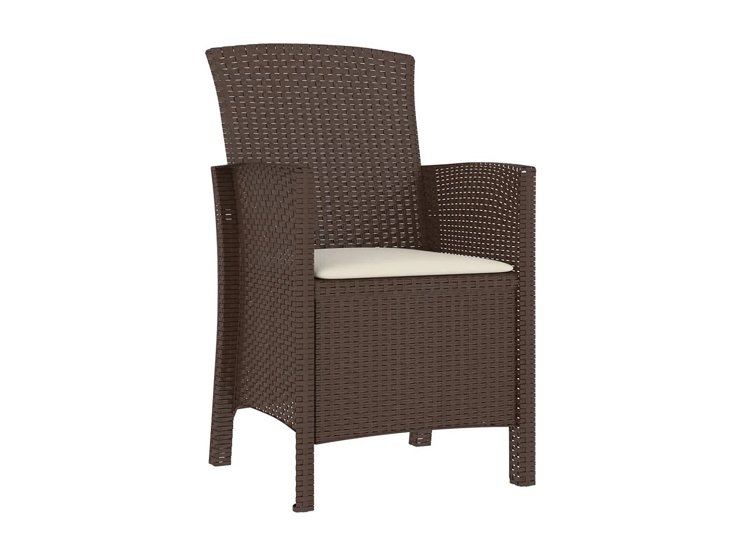 Chaise de jardin avec coussin Rotin PP Marron