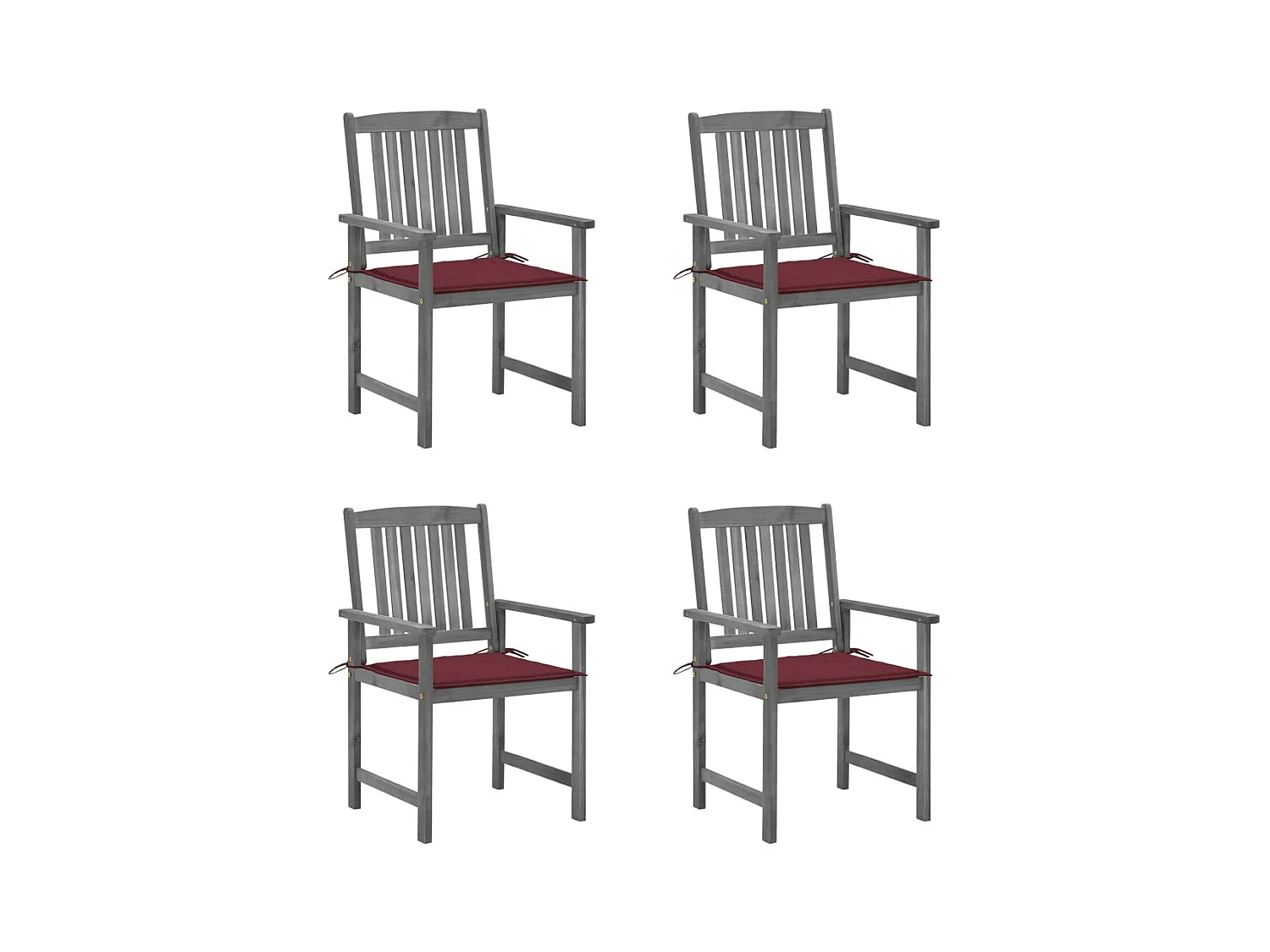 Chaises de jardin et coussins lot de 4 Gris Bois acacia massif
