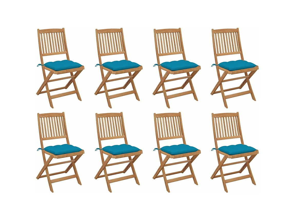 Tuinstoelen 8 st inklapbaar met kussens massief acaciahout
