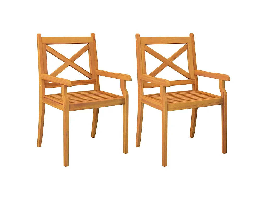 Chaises à manger d'extérieur lot de 2 Bois d'acacia massif