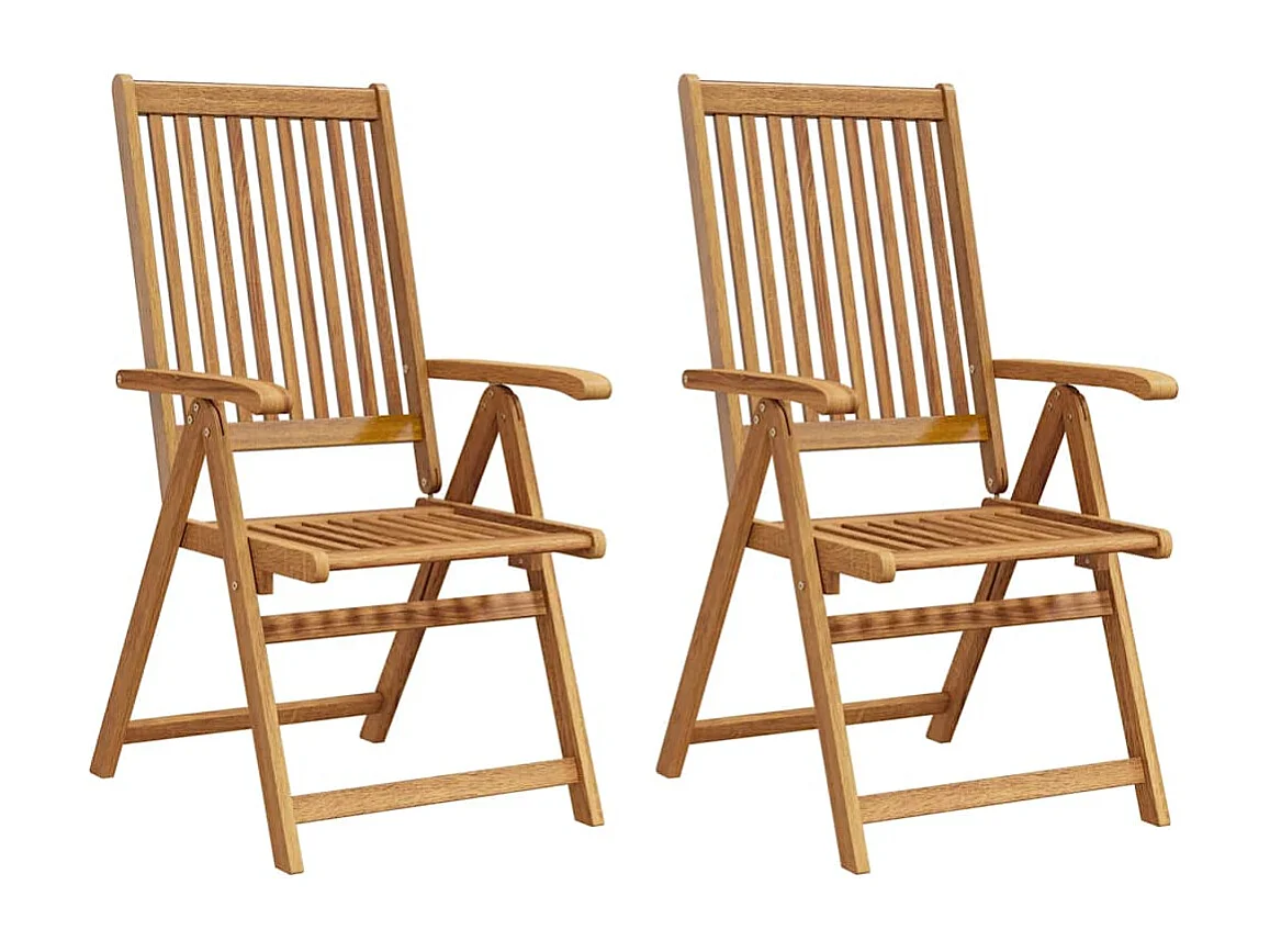 Chaises pliables de jardin lot de 2 Bois solide d'acacia Marron