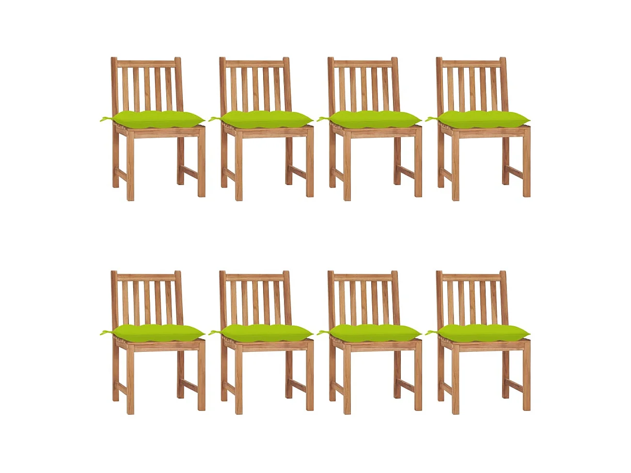 Sedie da Giardino con Cuscini 8 pz in Legno Massello di Teak
