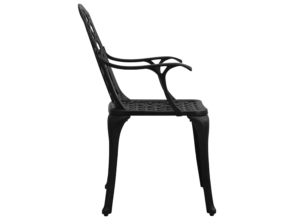 Tuinstoelen 4 st gietaluminium zwart
