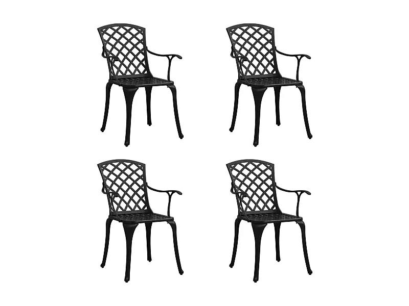 Chaises de jardin lot de 4 Aluminium coulé Noir