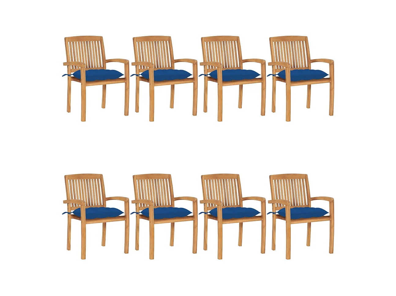 Cadeiras de jardim empiháveis c/ almofadões 8 pcs teca maciça
