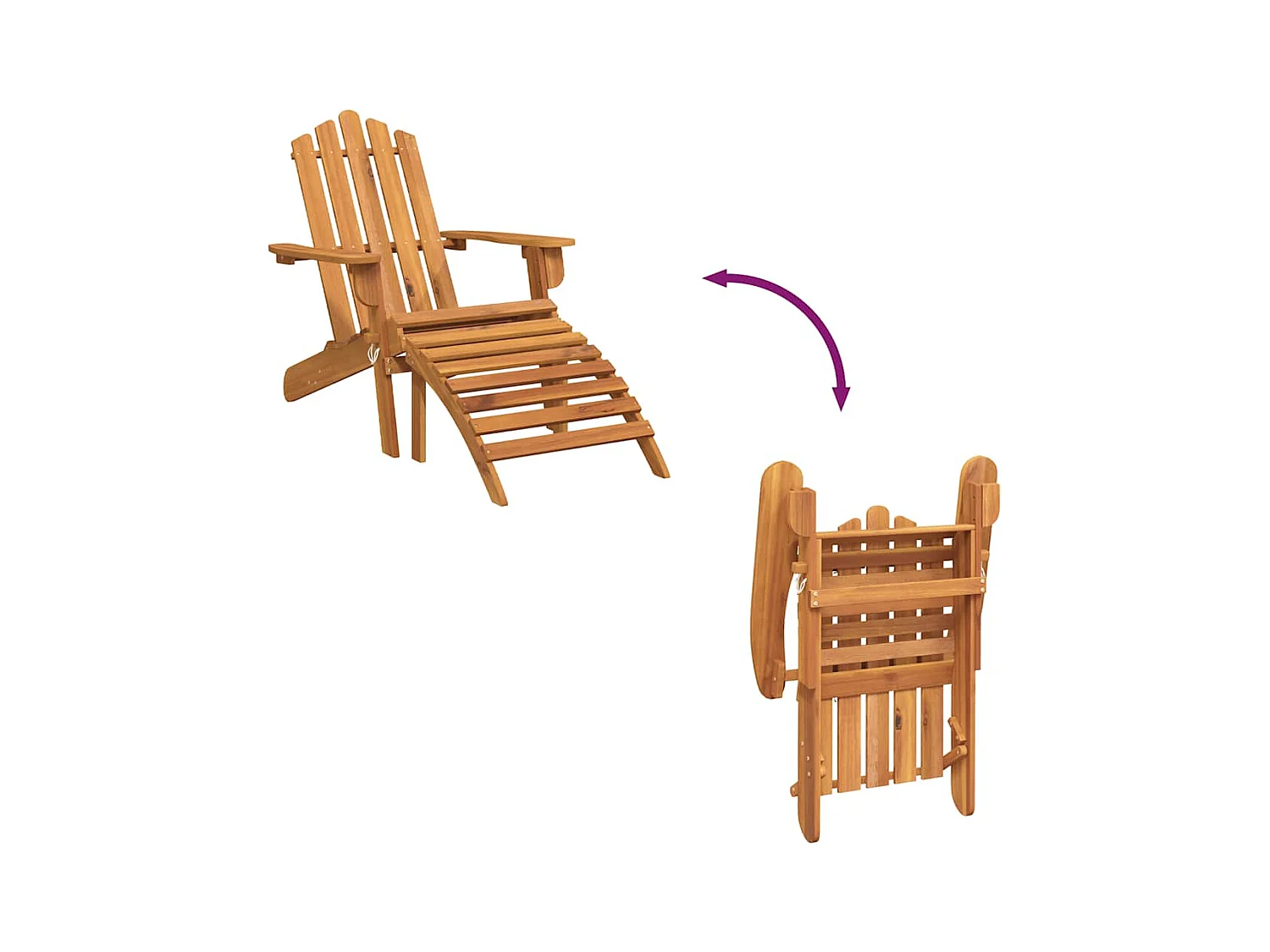 Adirondack tuinstoel met voetensteun massief acaciahout