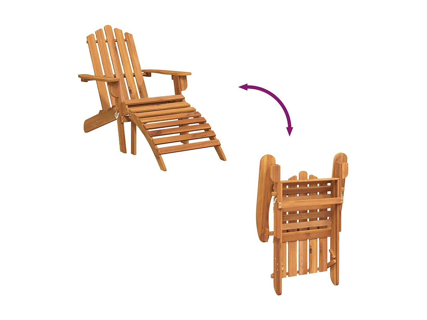 Chaise de jardin Adirondack et repose-pied Bois d'acacia massif