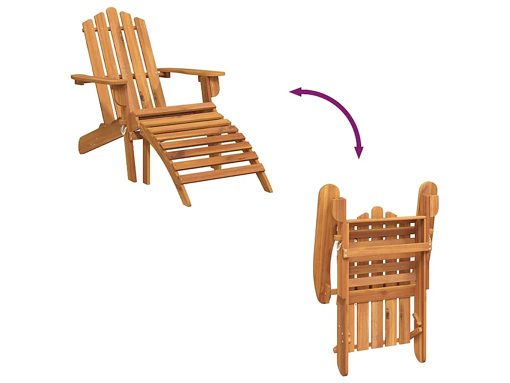 Adirondack-Gartenstuhl mit Fußstütze Massivholz Akazie