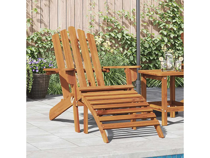 Chaise de jardin Adirondack et repose-pied Bois d'acacia massif