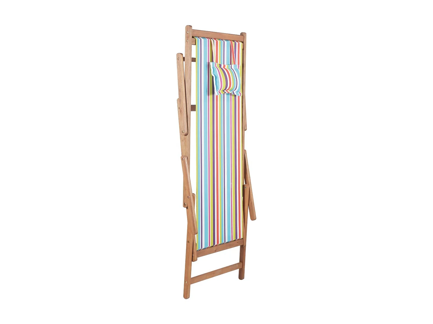 Chaise pliable de plage Tissu et cadre en bois Multicolore