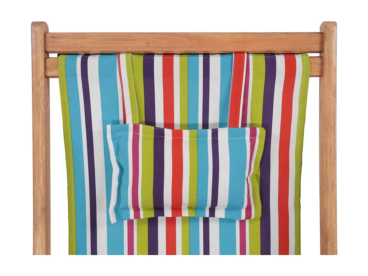 Chaise pliable de plage Tissu et cadre en bois Multicolore