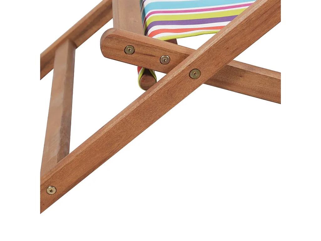 Chaise pliable de plage Tissu et cadre en bois Multicolore
