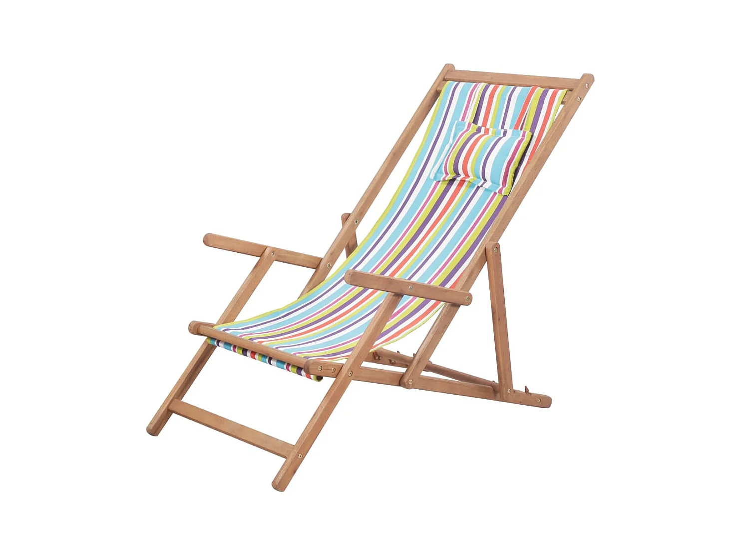 Chaise pliable de plage Tissu et cadre en bois Multicolore