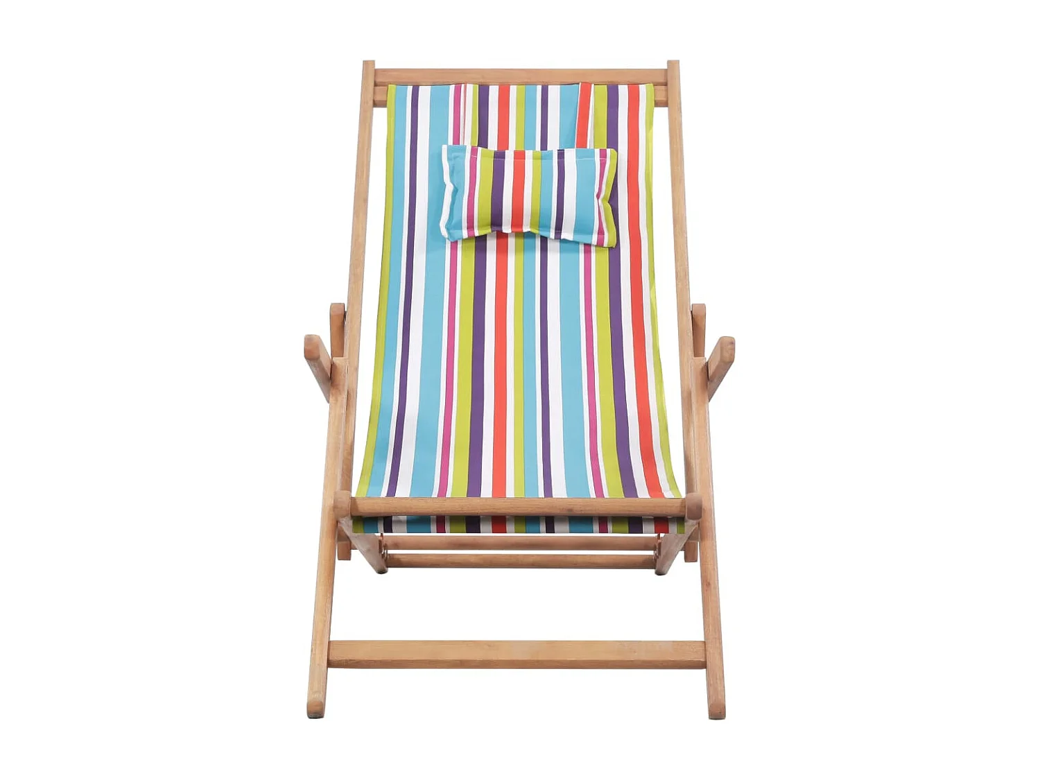 Chaise pliable de plage Tissu et cadre en bois Multicolore