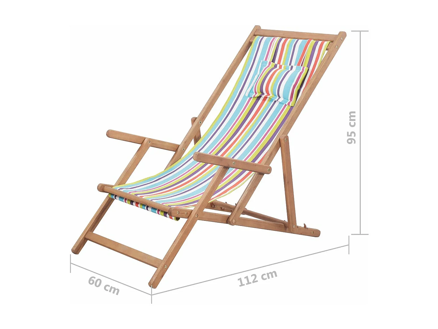 Chaise pliable de plage Tissu et cadre en bois Multicolore