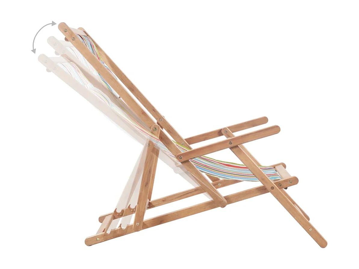 Chaise pliable de plage Tissu et cadre en bois Multicolore