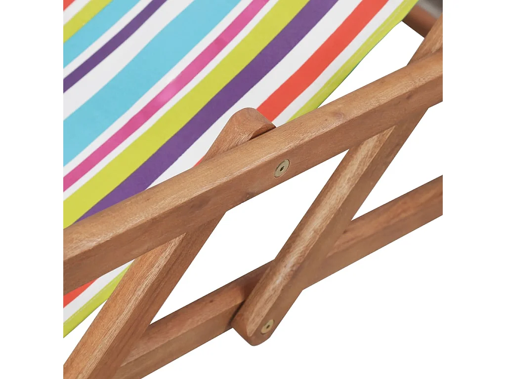 Chaise pliable de plage Tissu et cadre en bois Multicolore