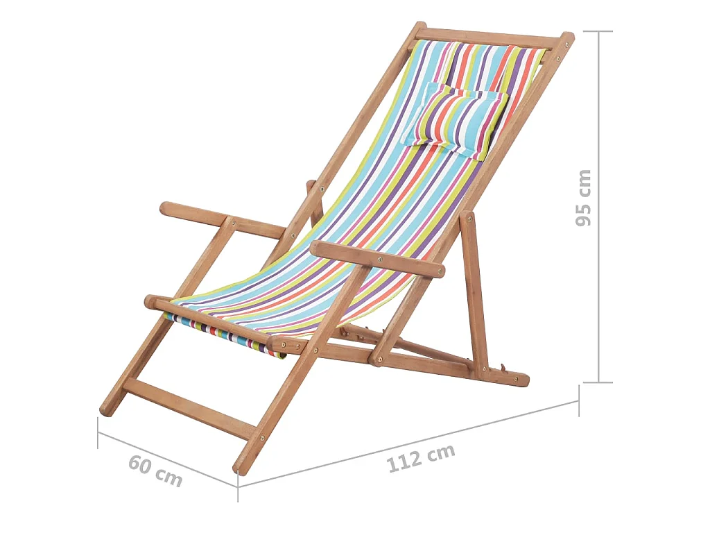 Chaise pliante en tissu et structure en bois multicolore