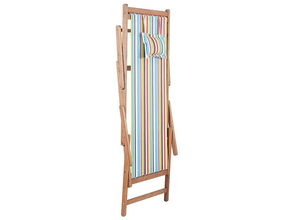 Chaise pliante en tissu et structure en bois multicolore