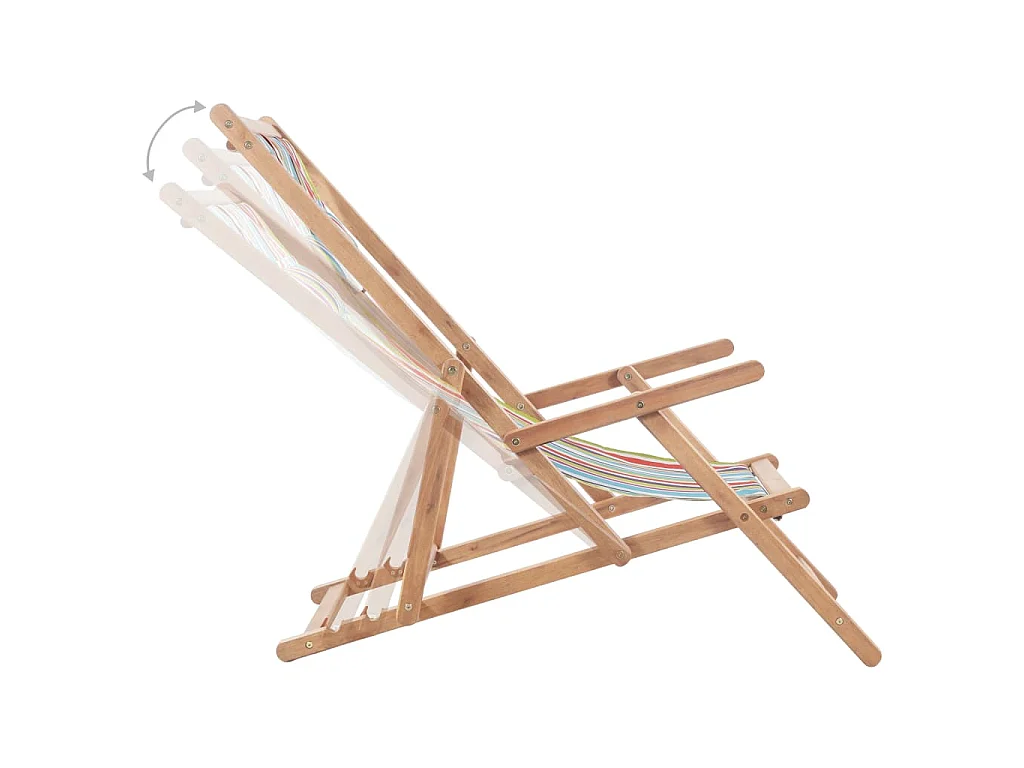 Chaise pliante en tissu et structure en bois multicolore