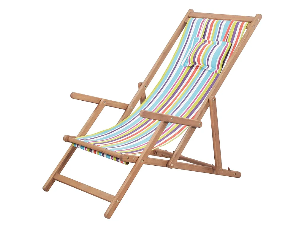 Chaise pliante en tissu et structure en bois multicolore