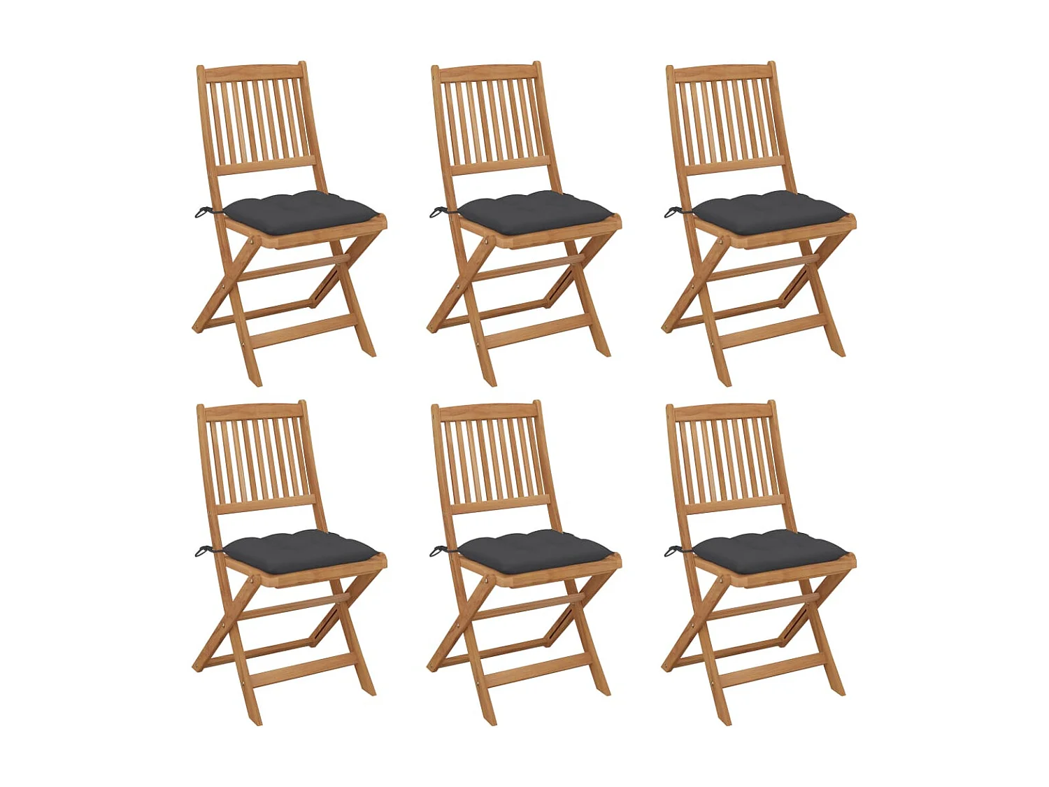 Klappbare Gartenstühle 6 Stk. mit Kissen Massivholz Akazie