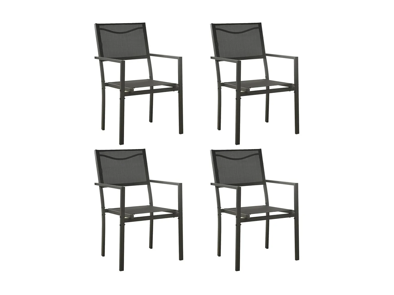 Chaises de jardin lot de 4 Textilène et acier Noir anthracite